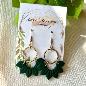 Green and Gold Leaf Earrings